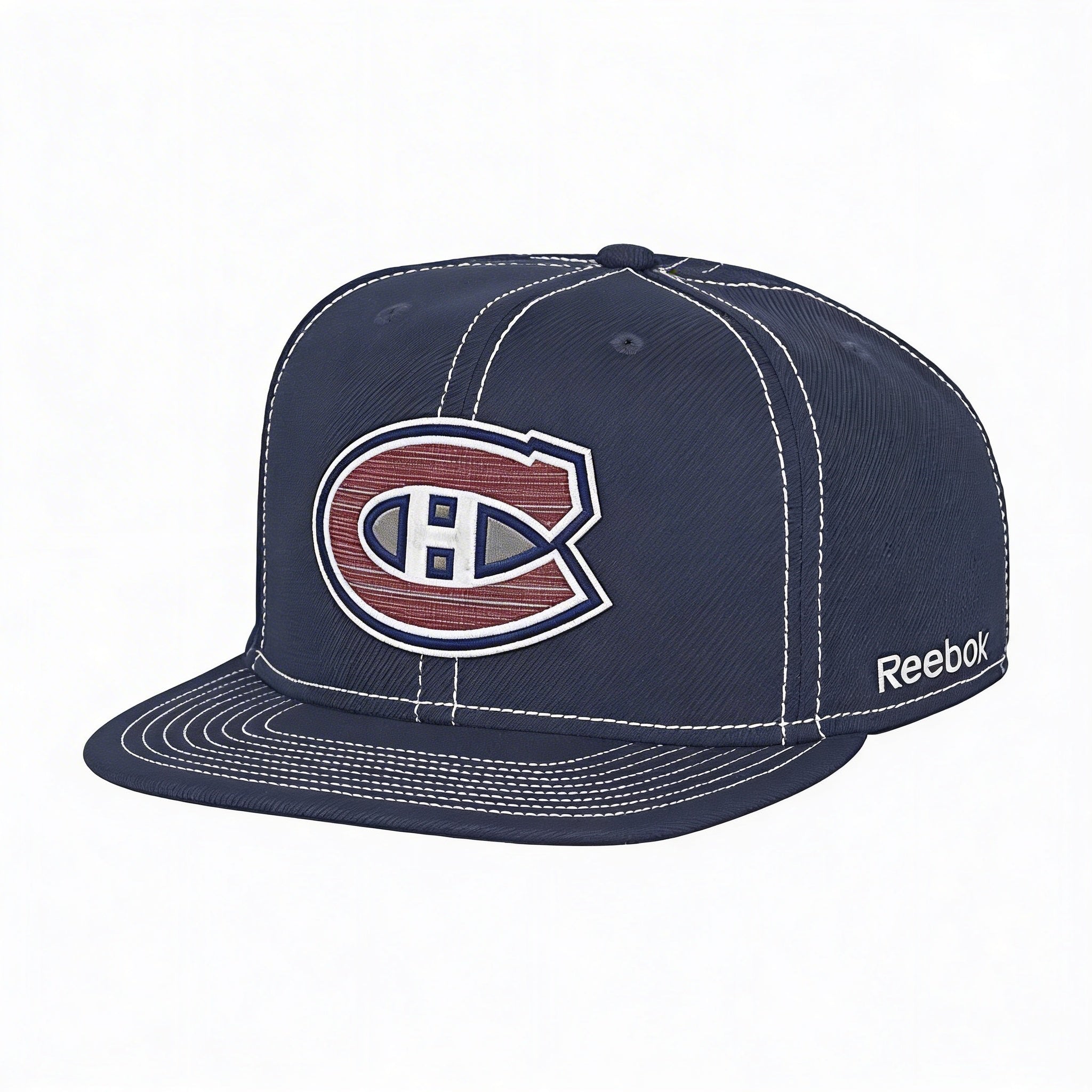 NHL Montreal Canadiens Mens Oversized Logo Flat Visor Flex Cap Large/X-Large