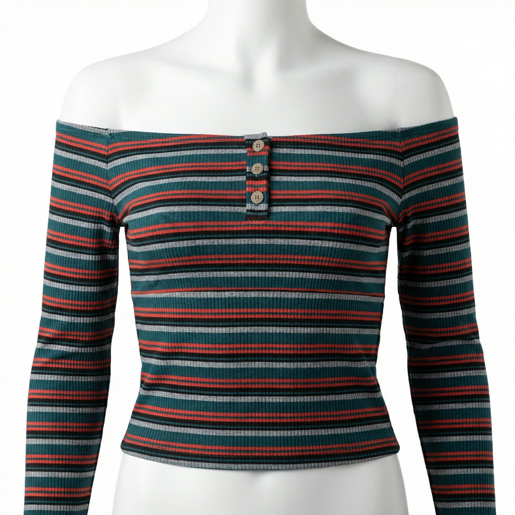 Ultra Flirt by Ikeddi Juniors Striped Off-The-Shoulder Top, Size Large