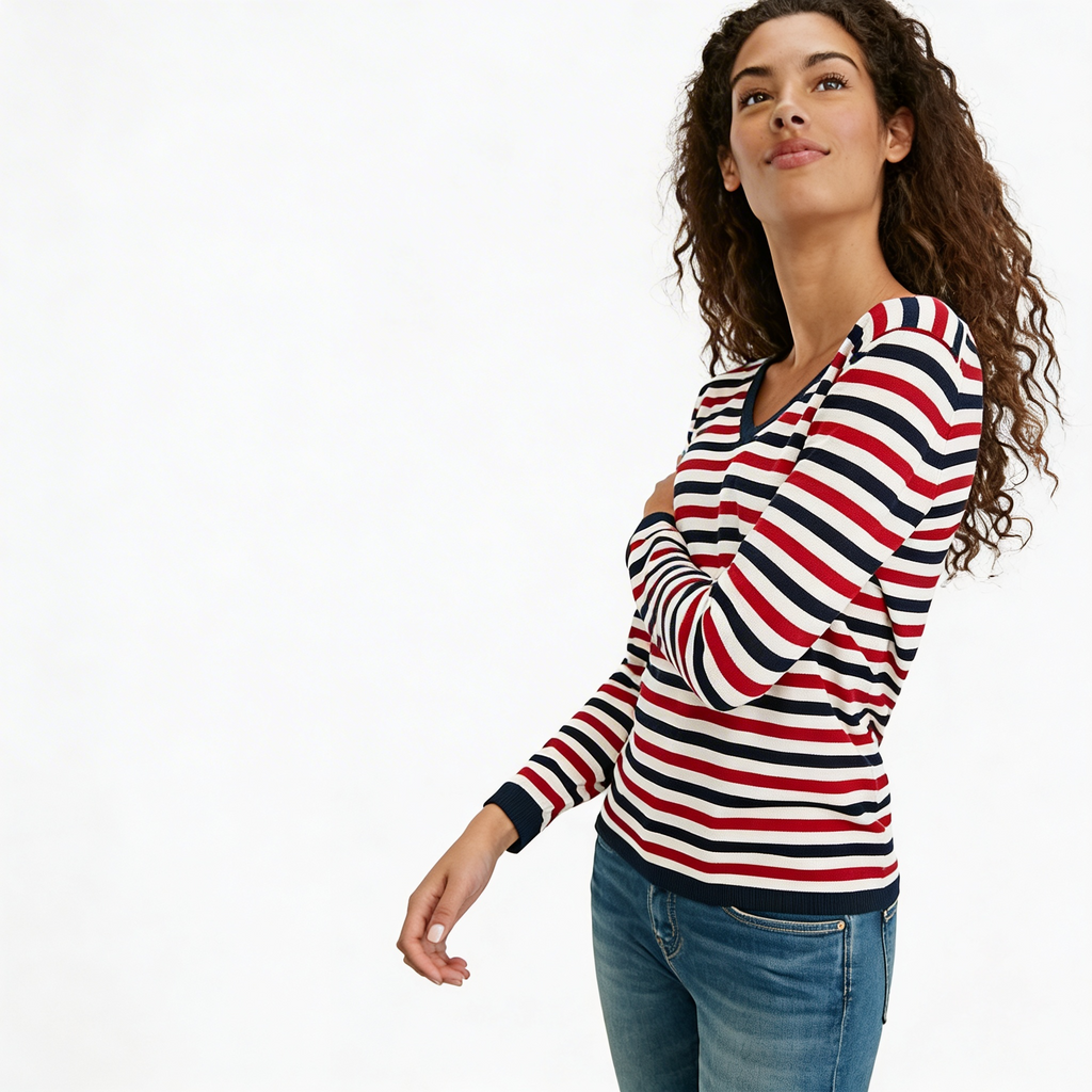 Tommy Hilfiger Womens Blue Striped Long Sleeve Top, Size XL