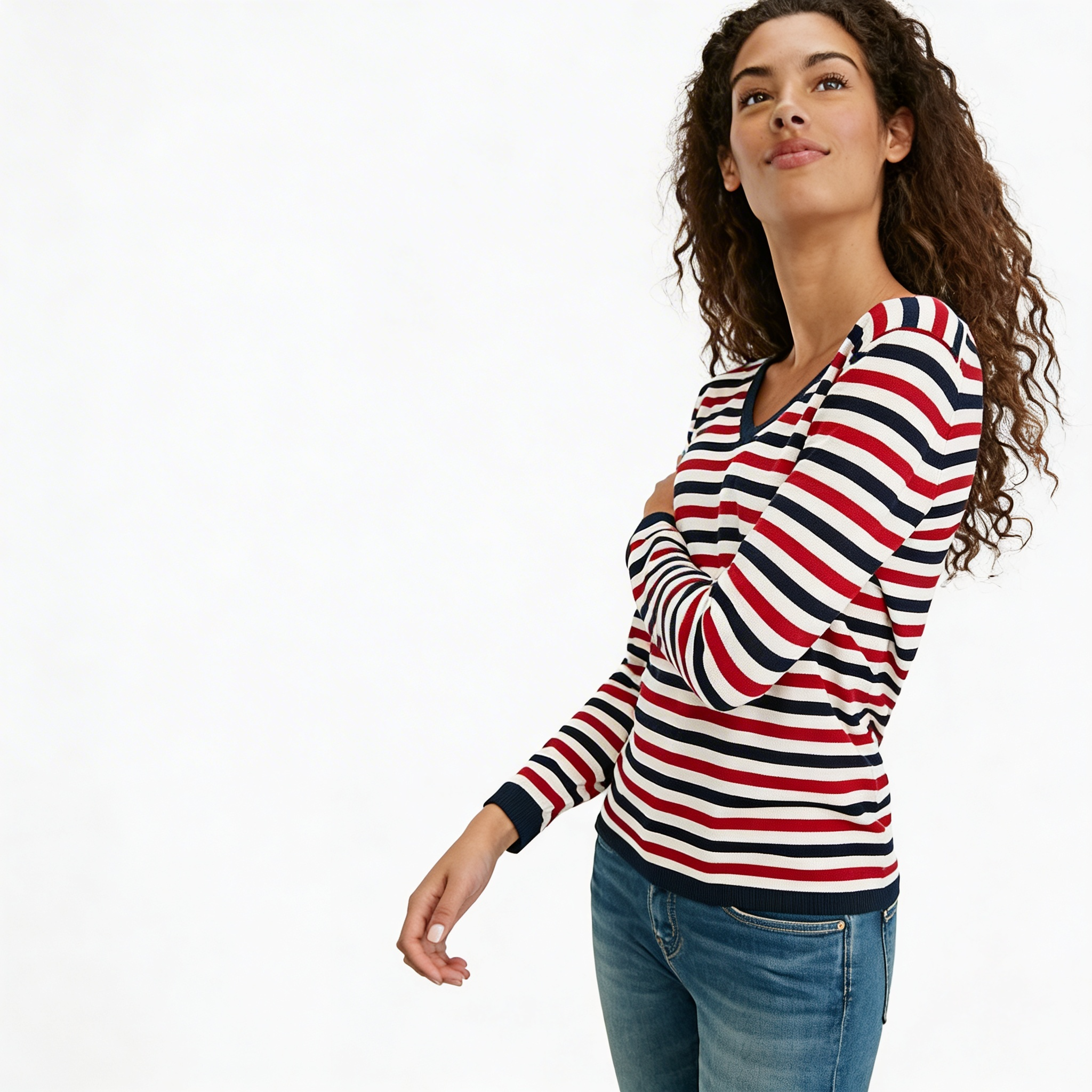 Tommy Hilfiger Womens Blue Striped Long Sleeve Top, Size XL