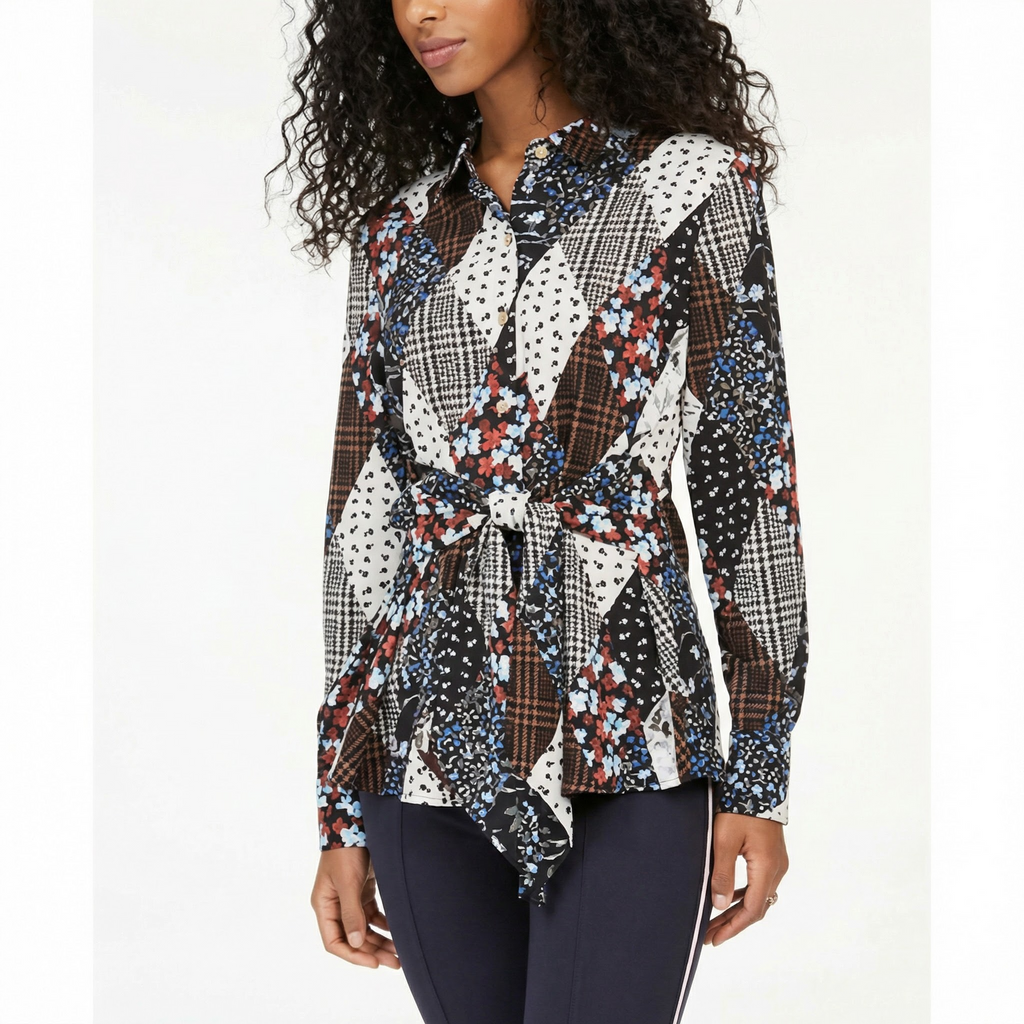 Tommy Hilfiger Womens Printed Button-Down Top, Size XL