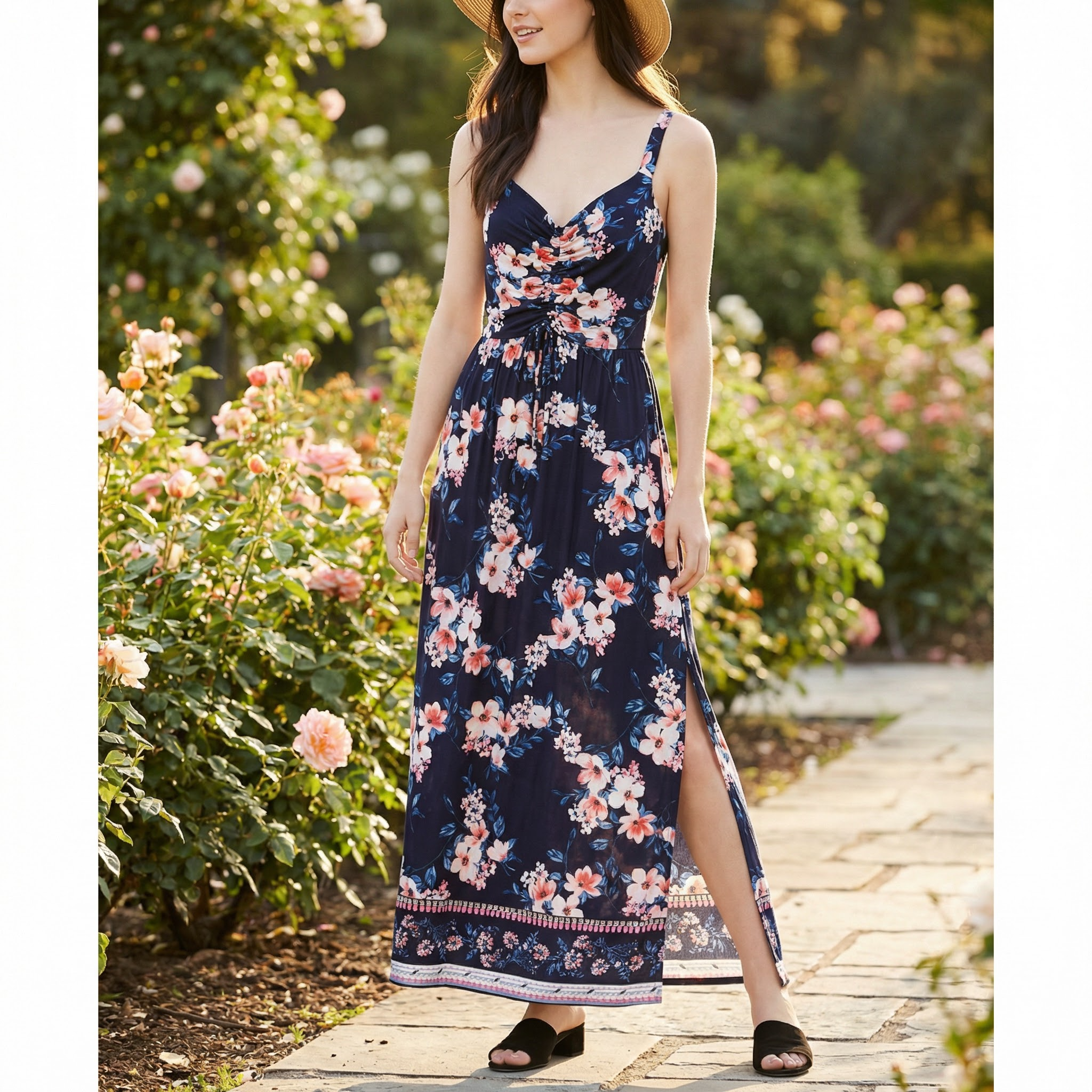 Trixxi Juniors Cameo Maxi Dress, Navy, Size XXS