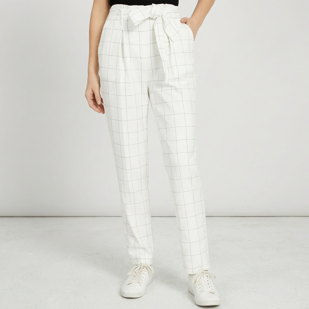 Bar III Belted Windowpane Slim Straight-Leg Pants,Size 14
