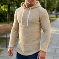 Coofandy Mens Hooded Sweatshirt Long Sleeve Knitted Hoodies, Khaki, Size Medium