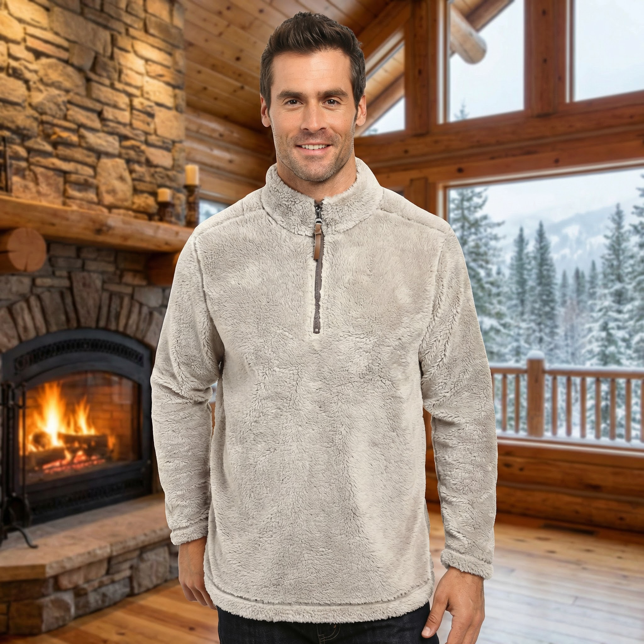 True Grit Pebble Pile 1/4 Zip Pullover Faded Heather Mens Long Sleeve, Size XS