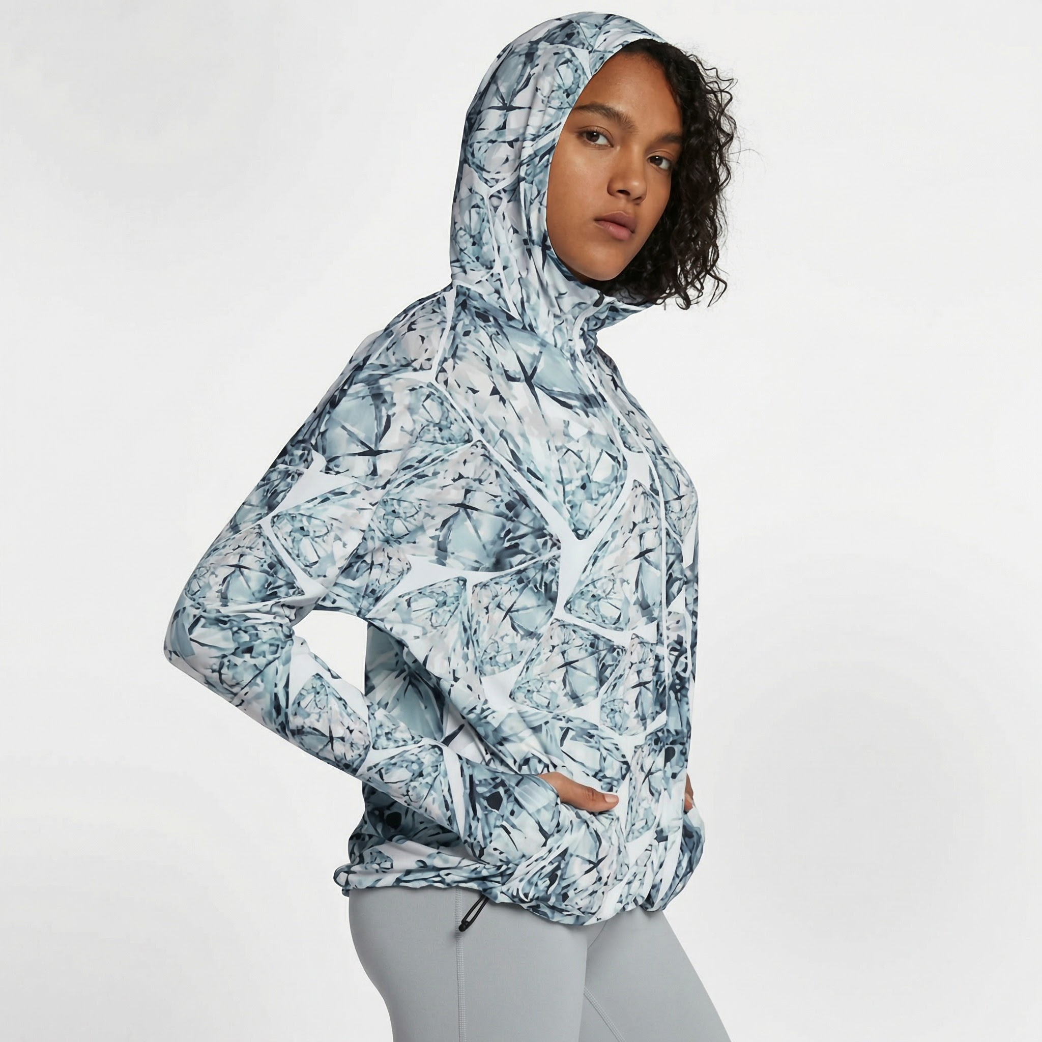 Womens Nike Dri-Fit Printed Full Zip Training Jacket Hoodie, Size Small