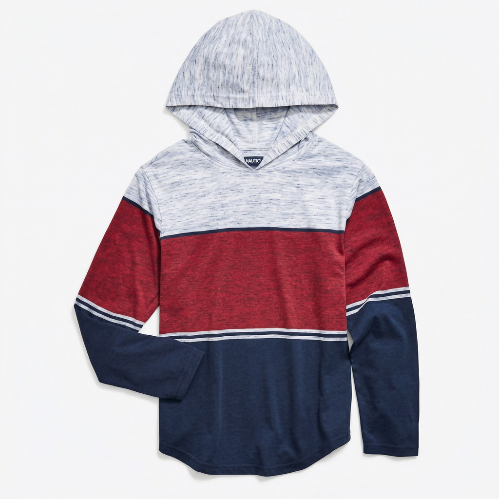 Univibe Big Boys Lewiston Colorblocked Mix-Media Hooded Shirt, Size Small