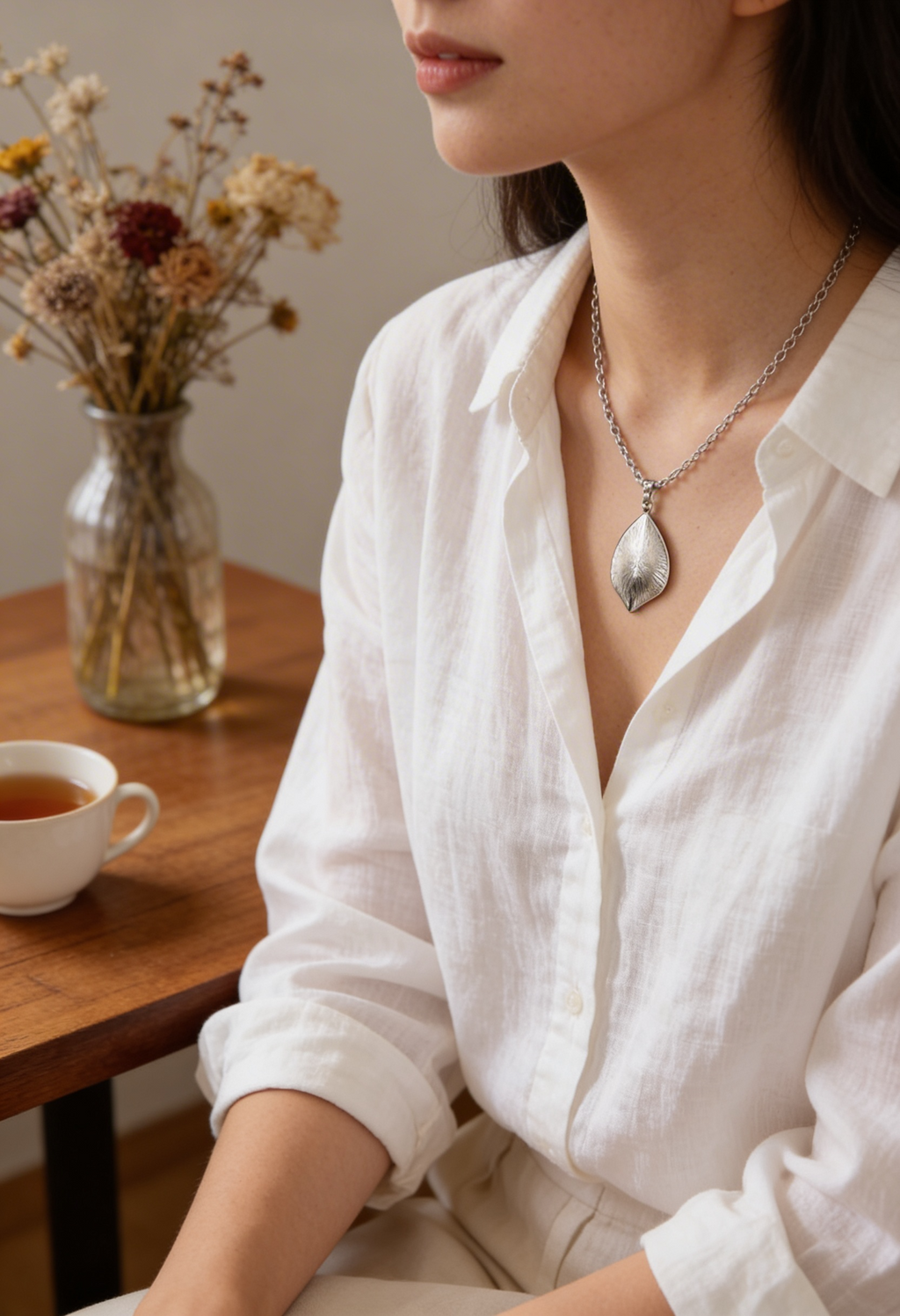 Charter Club Silver-Sculptural Disc Pendant Necklace