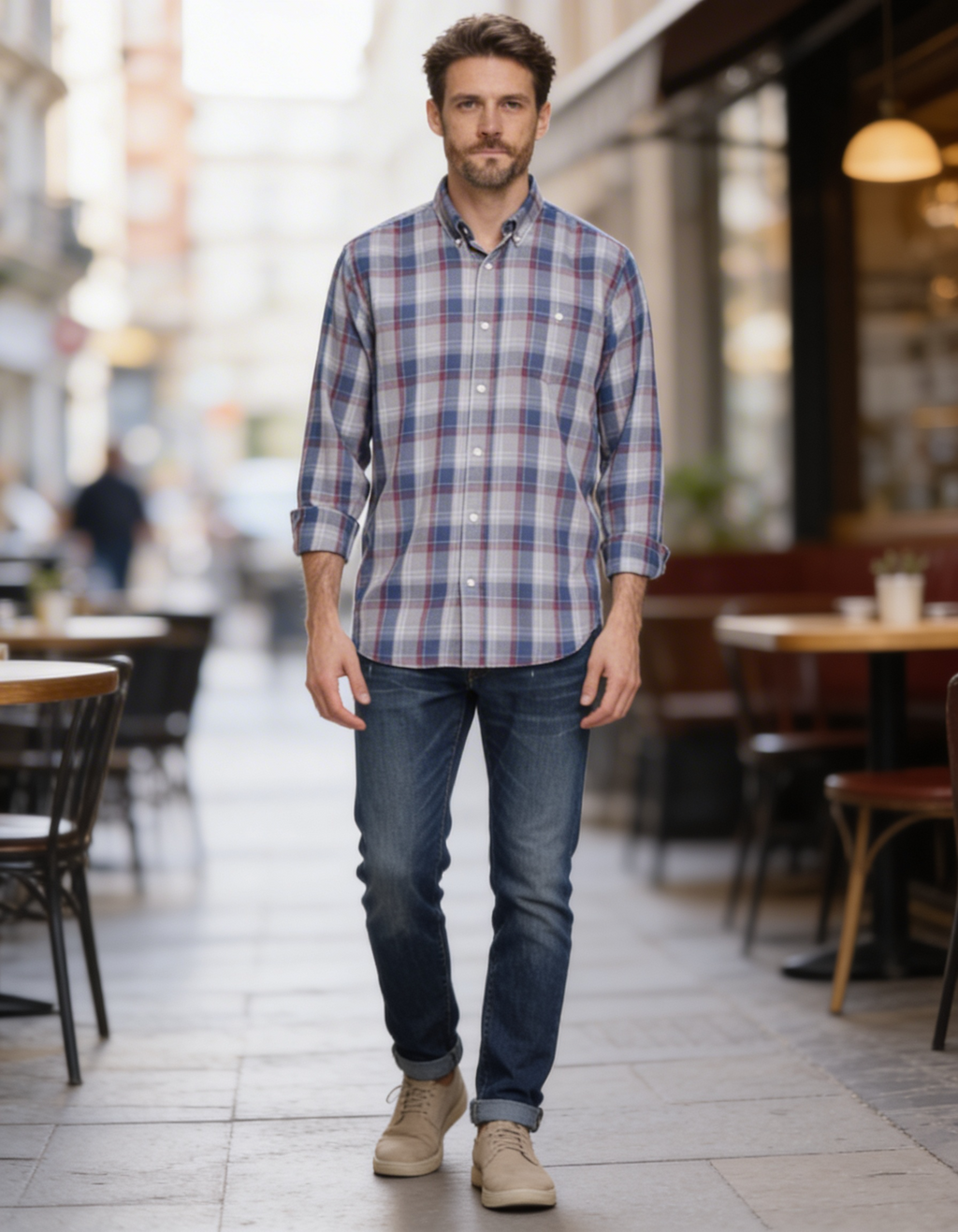 Weatherproof Vintage Mens Button-Down Plaid Shirt, Size Medium