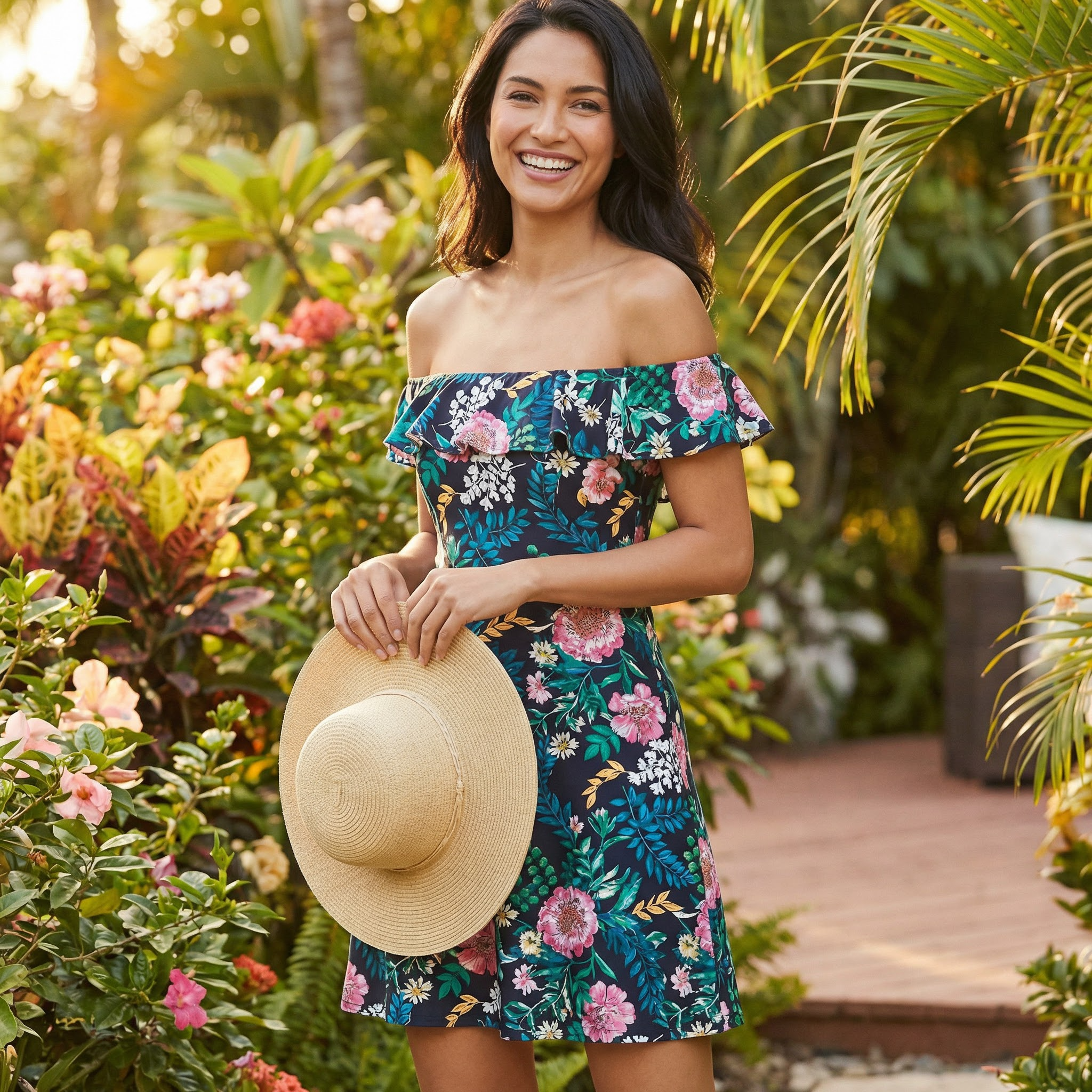 Tommy Hilfiger Womens Tankini Tops Floral Off-Shoulder Tankini, Size XS