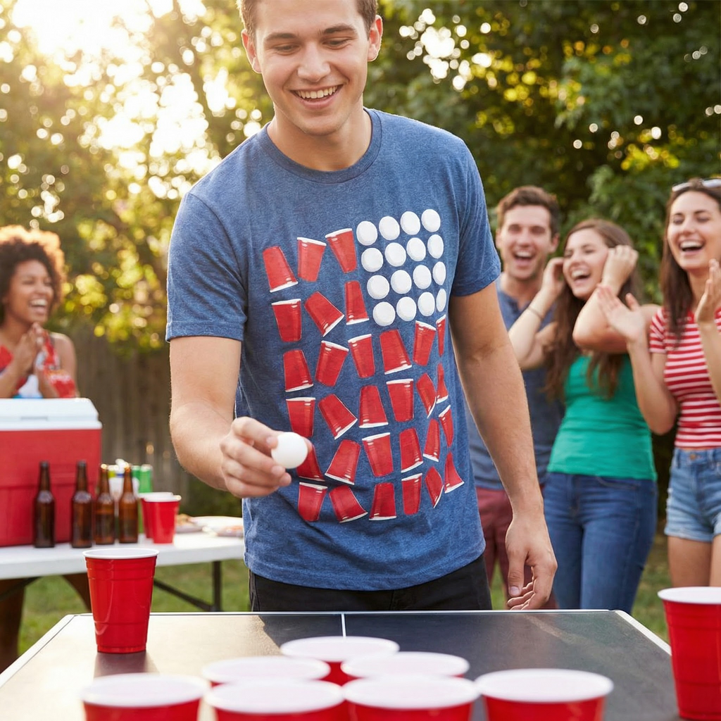 Univibe Mens Beer Pong Graphic T-Shirt, XL