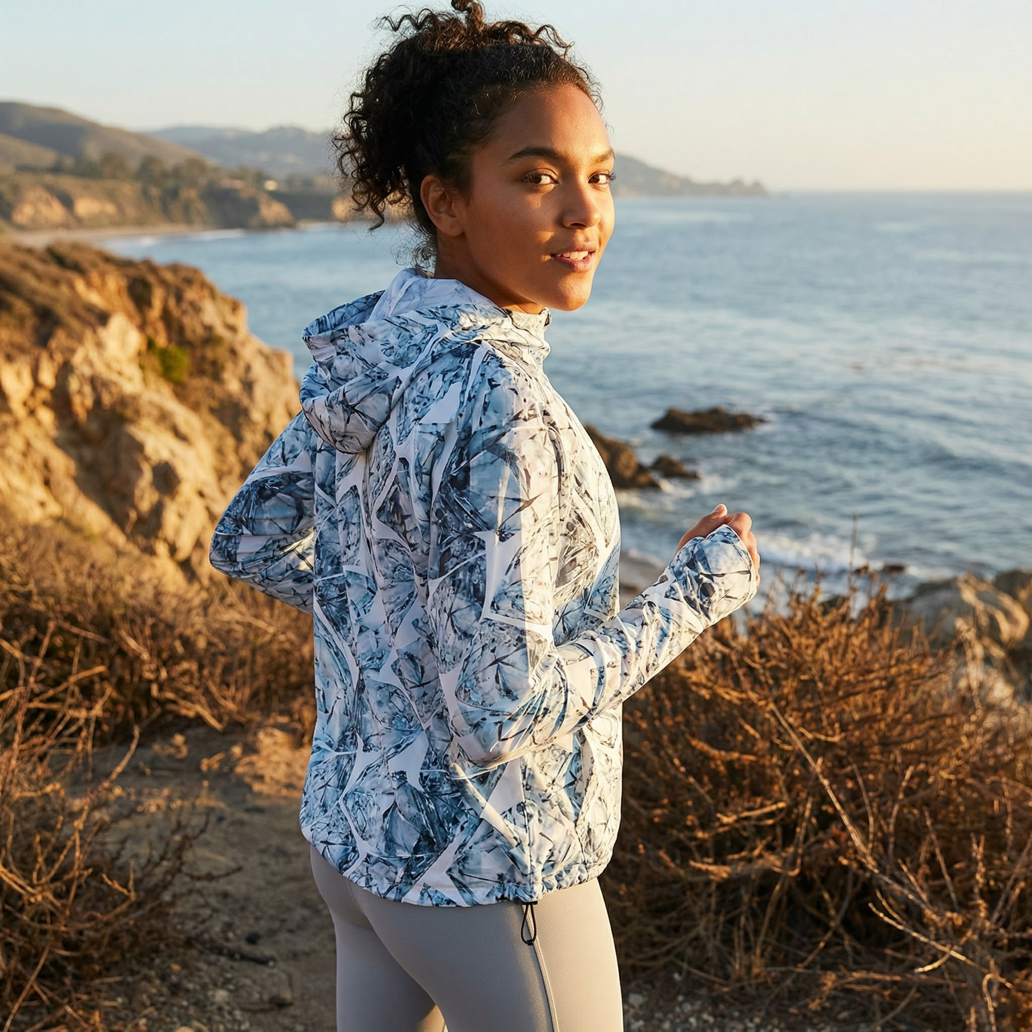 Womens Nike Dri-Fit Printed Full Zip Training Jacket Hoodie, Size Small