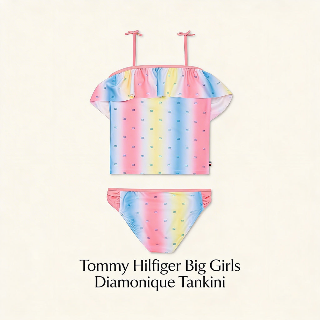 Tommy Hilfiger Big Girls 2-Pc. Diamonique Tankini, Large/12/14