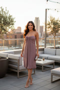 To The Max Lined Strapless Flowy Lightweight Mini Mauve Dress, Size M