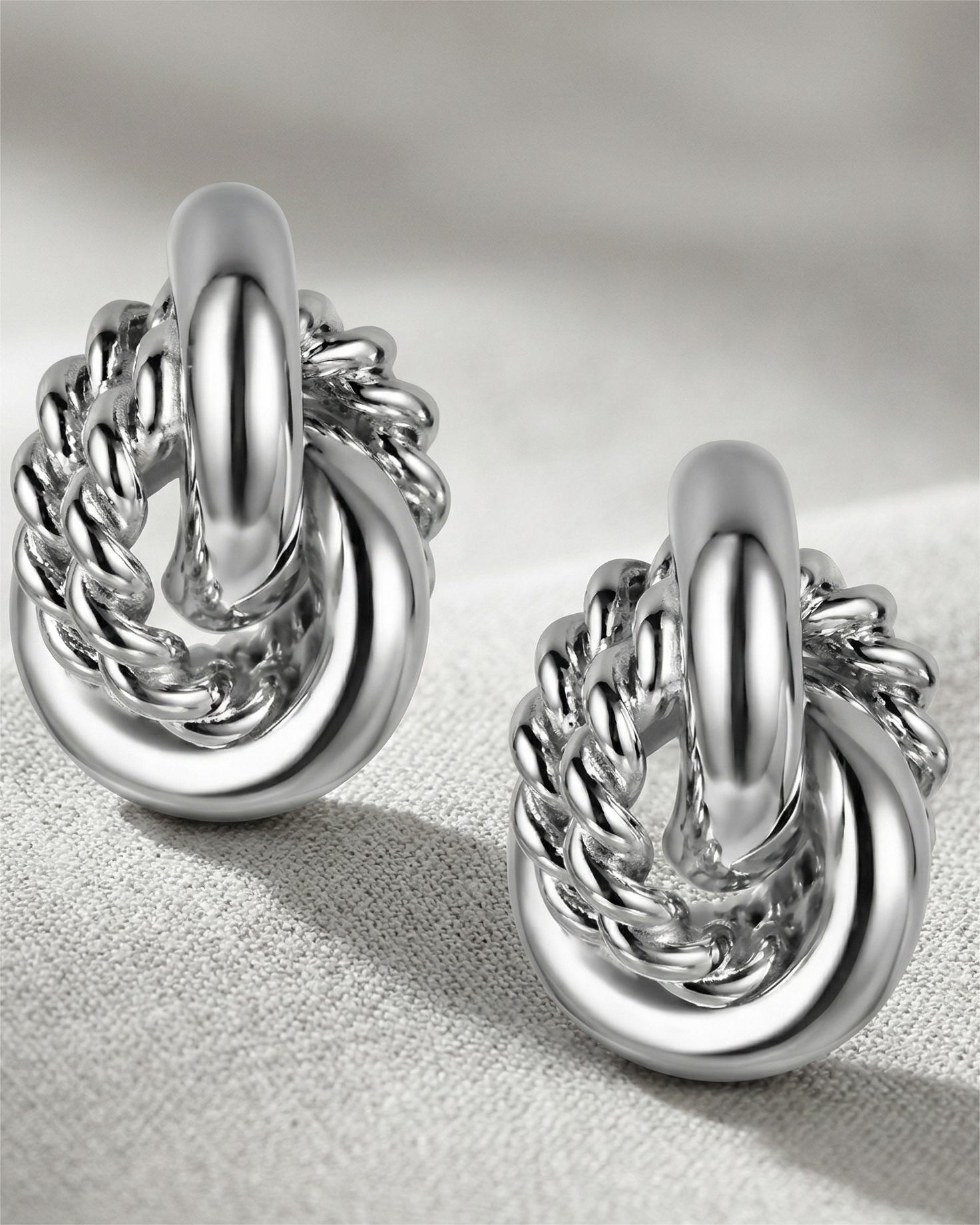 Charter Club Silver-Tone Textured Ring Drop Earrings