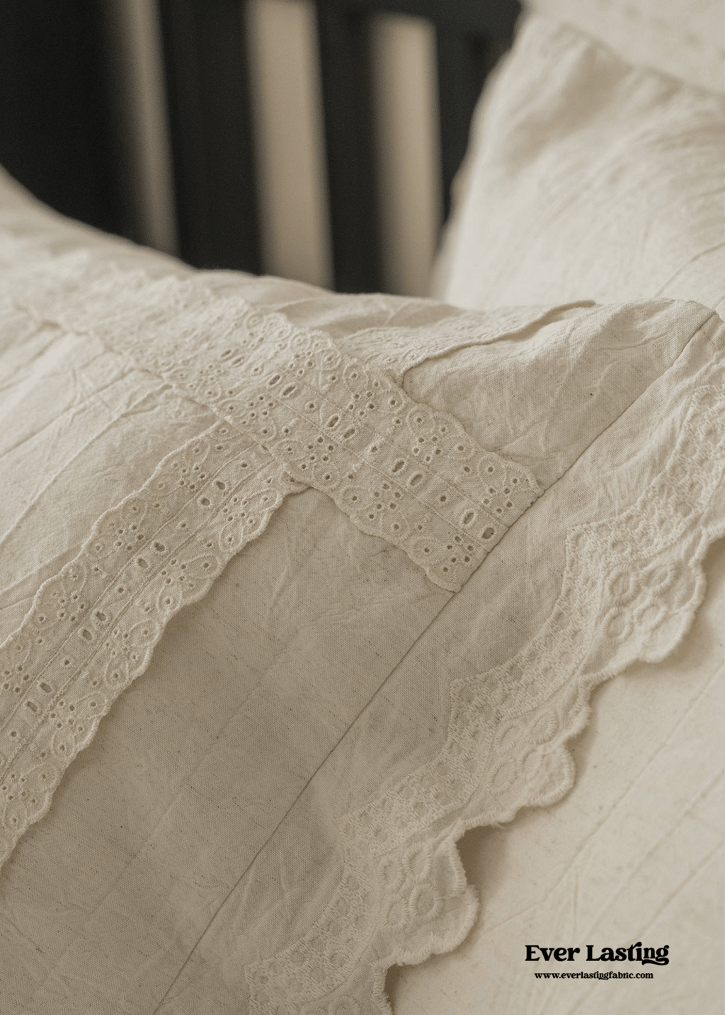French Linen Cotton Embroidered Floral Pillowcases