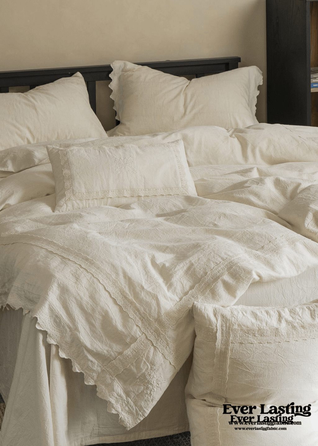 French Linen Cotton Embroidered Floral Pillowcases