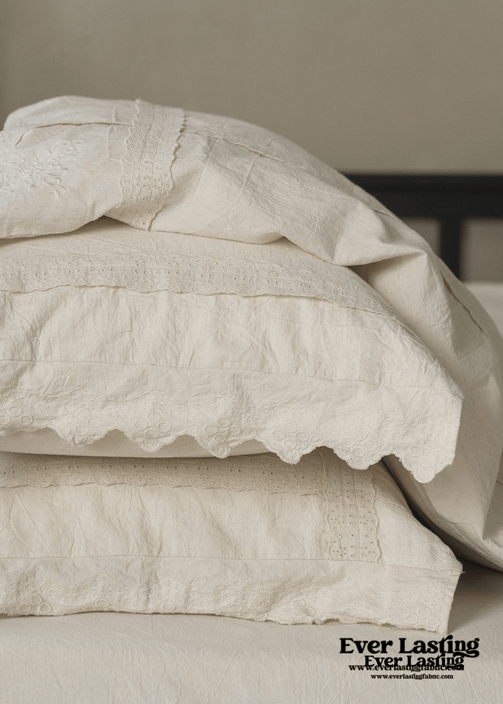 French Linen Cotton Embroidered Floral Pillowcases