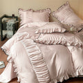 French Pleated Ruffle Bedding Set / Pink