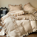 French Pleated Ruffle Bedding Set / Champagne