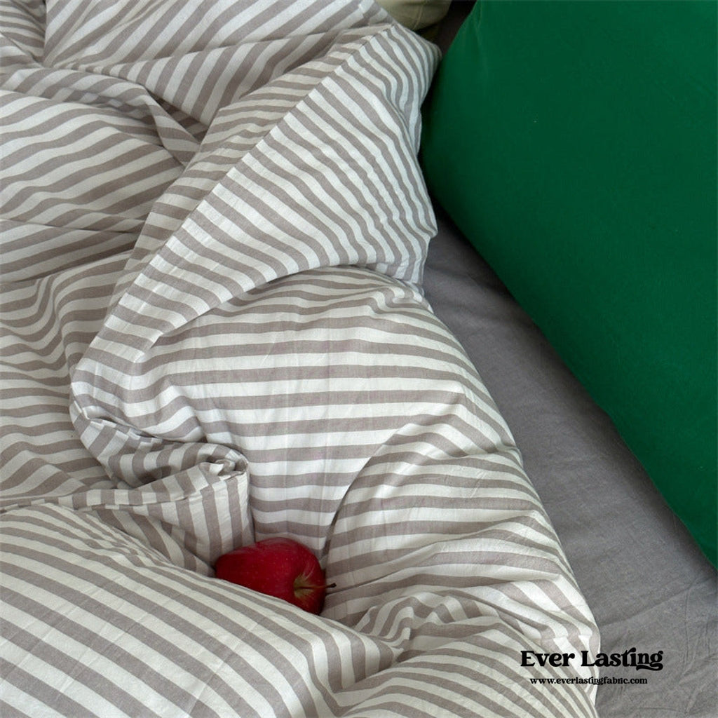 French Stripes Minimal Bedding Set / Green Yellow