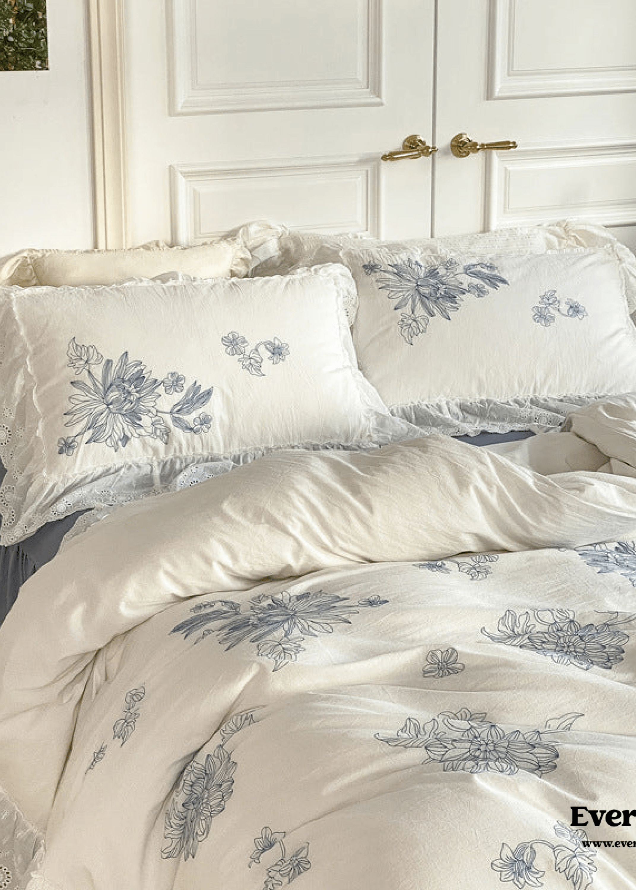 French White Lace Ruffle Bedding Set