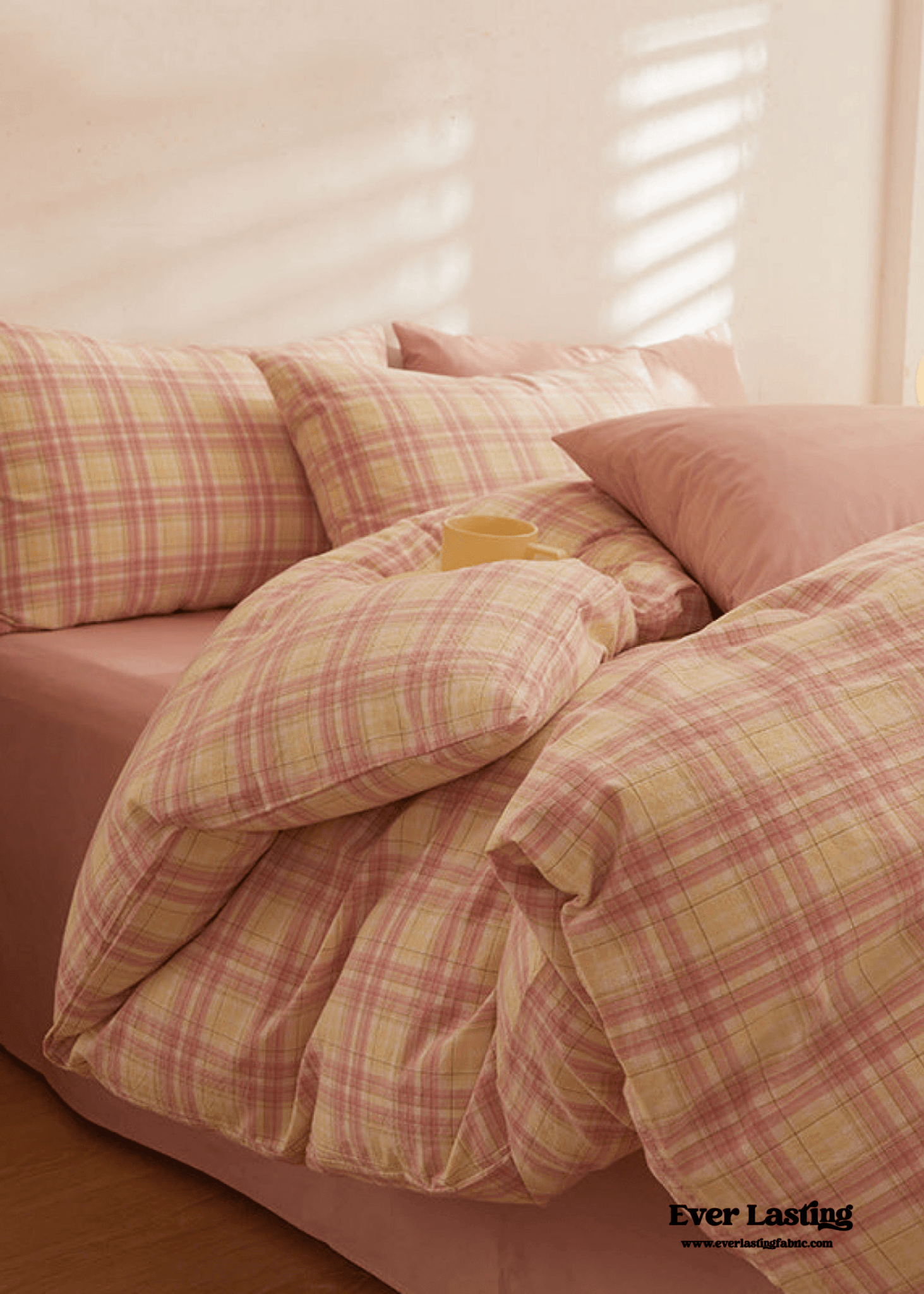 Fresh Plaid Washed Cotton Bedding Set