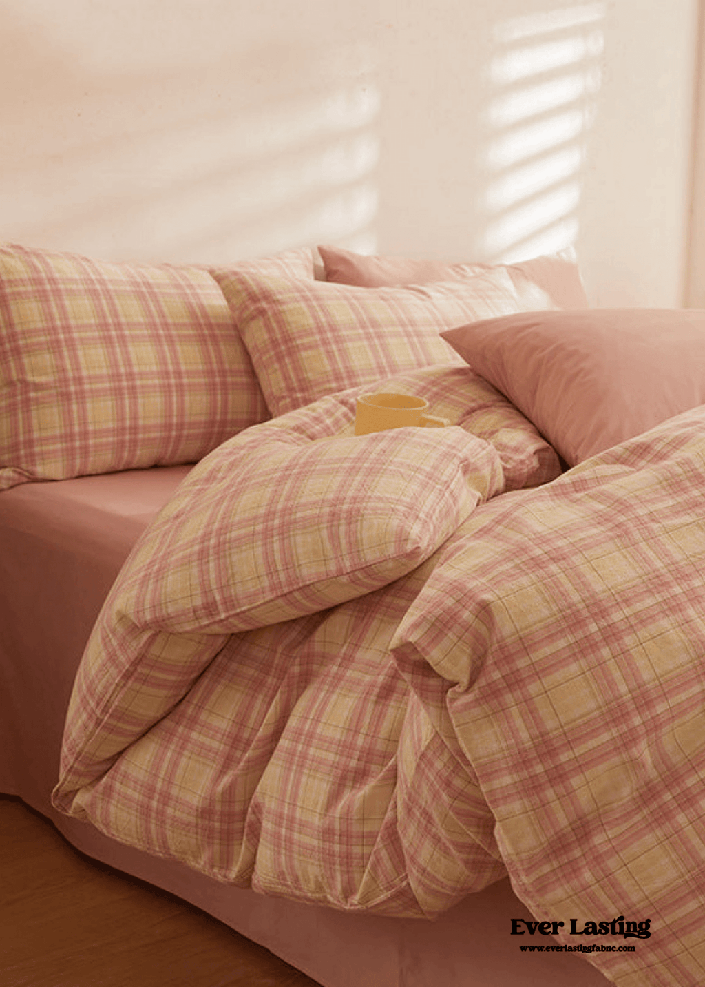Fresh Plaid Washed Cotton Bedding Set