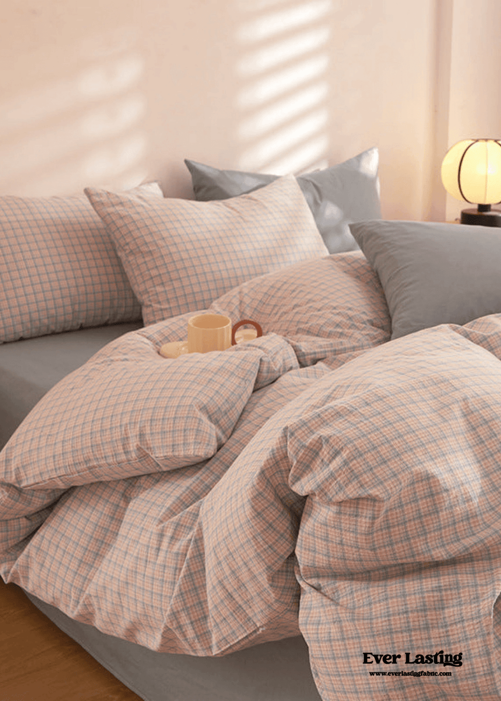 Fresh Plaid Washed Cotton Bedding Set