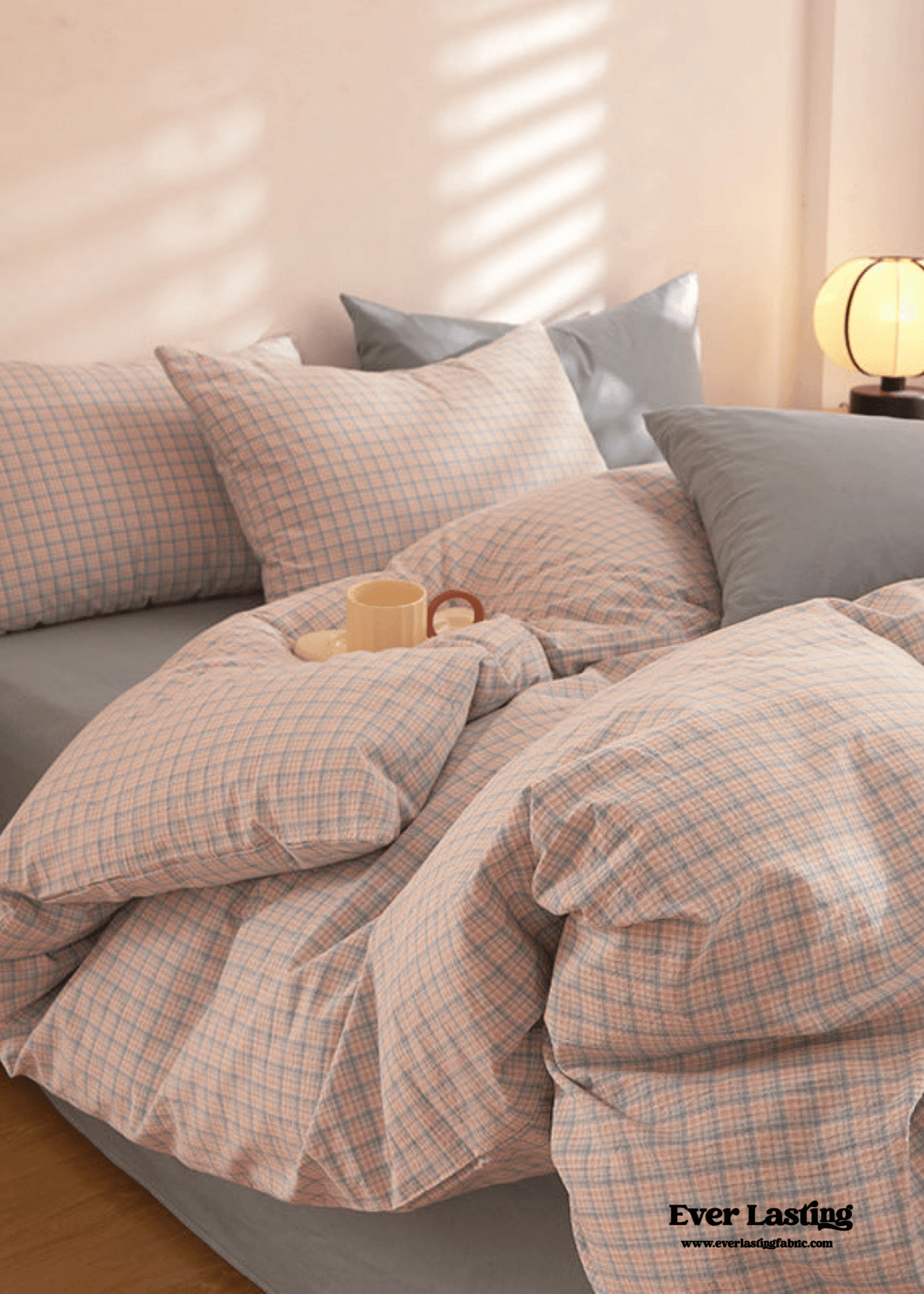 Fresh Plaid Washed Cotton Bedding Set