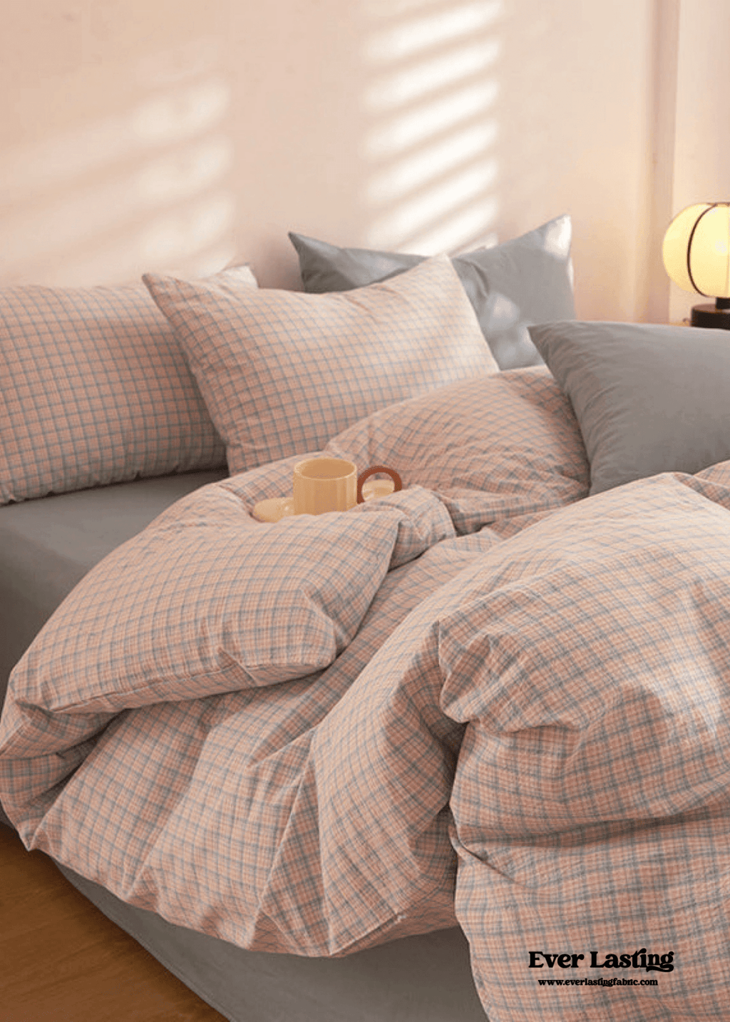 Fresh Plaid Washed Cotton Bedding Set