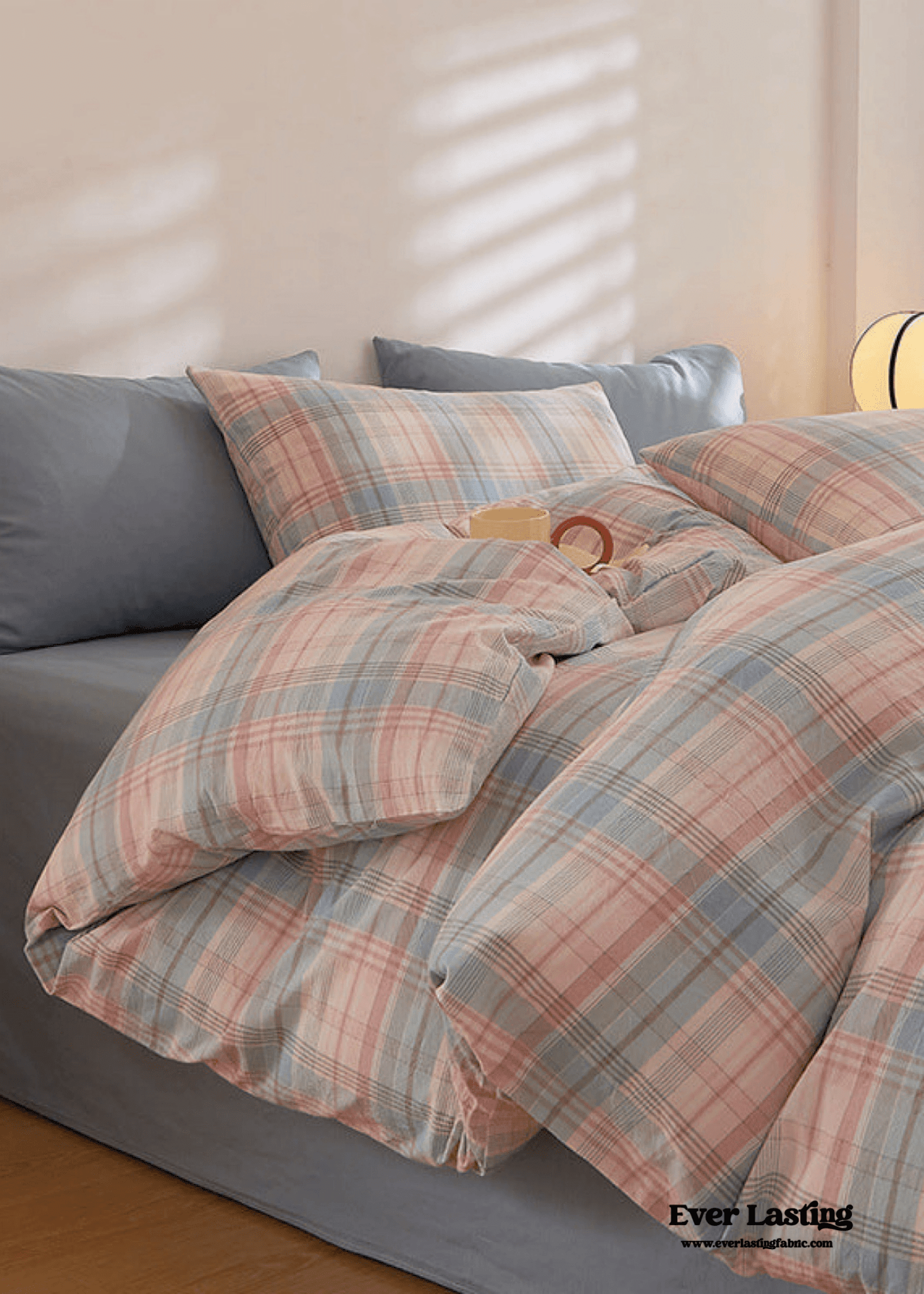 Fresh Plaid Washed Cotton Bedding Set