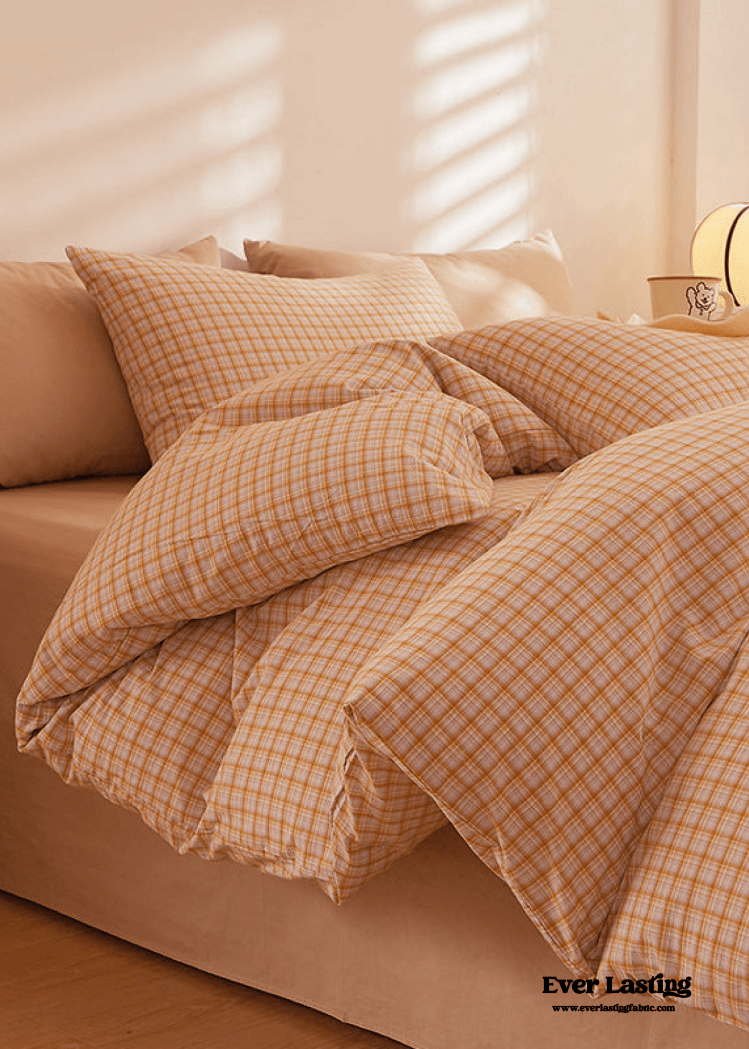 Fresh Plaid Washed Cotton Bedding Set