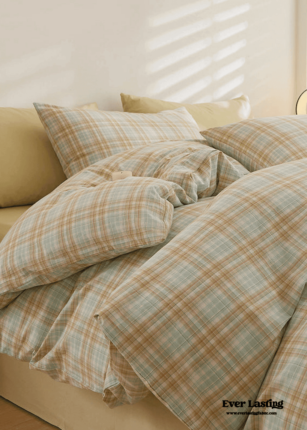 Fresh Plaid Washed Cotton Bedding Set