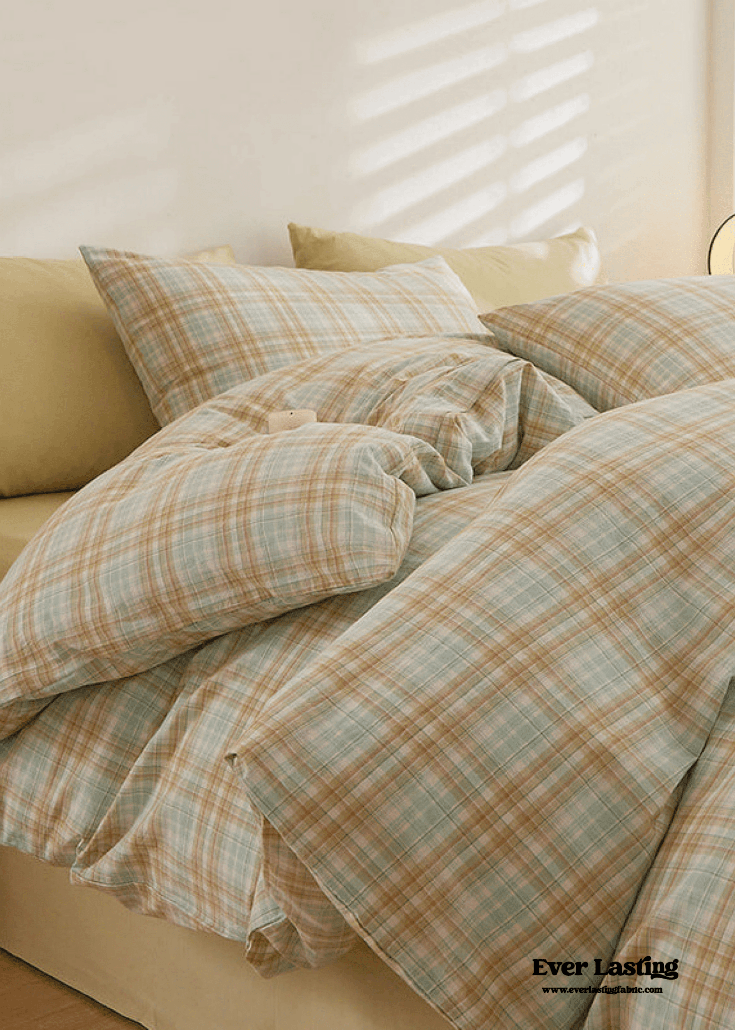 Fresh Plaid Washed Cotton Bedding Set
