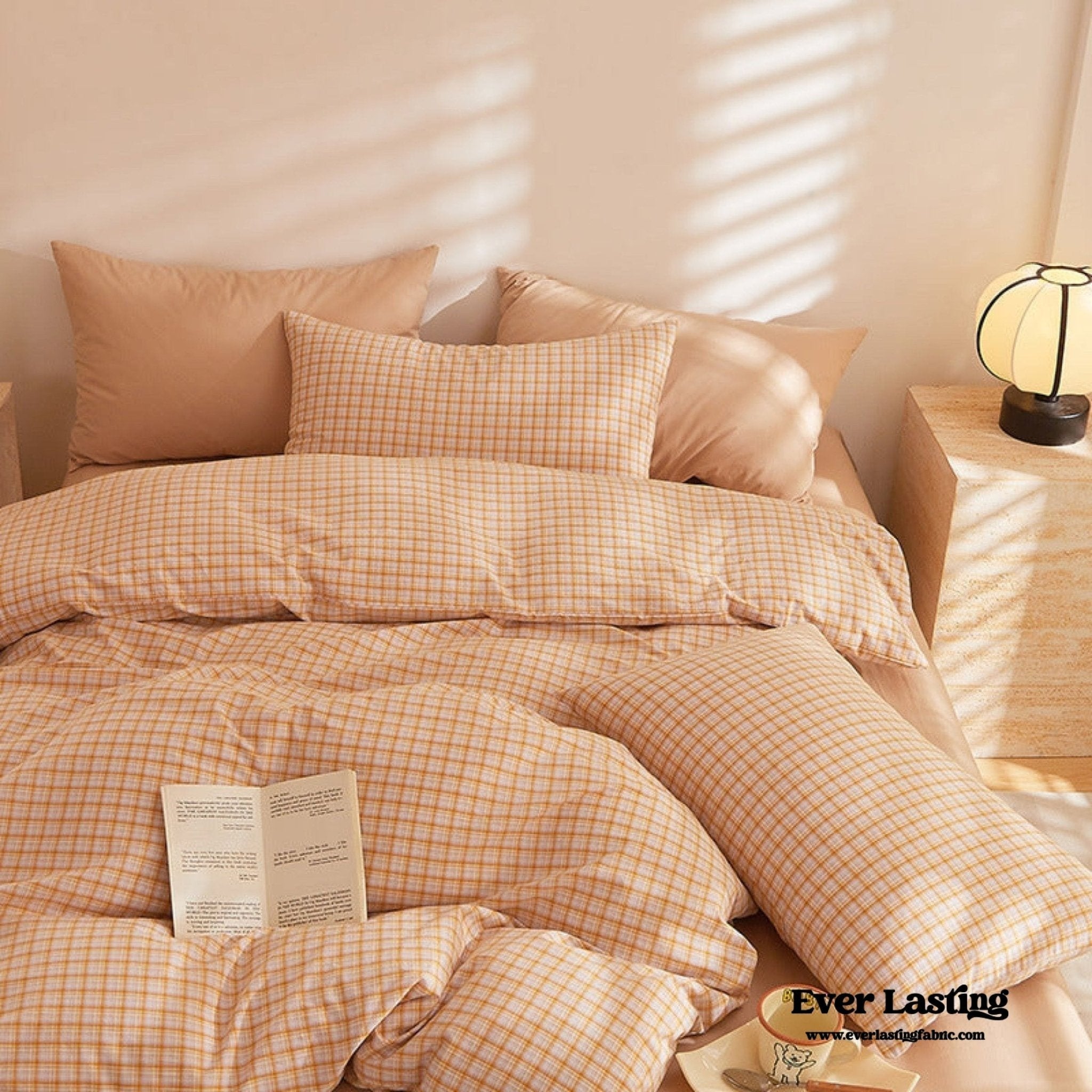 Fresh Plaid Washed Cotton Duvet Cover