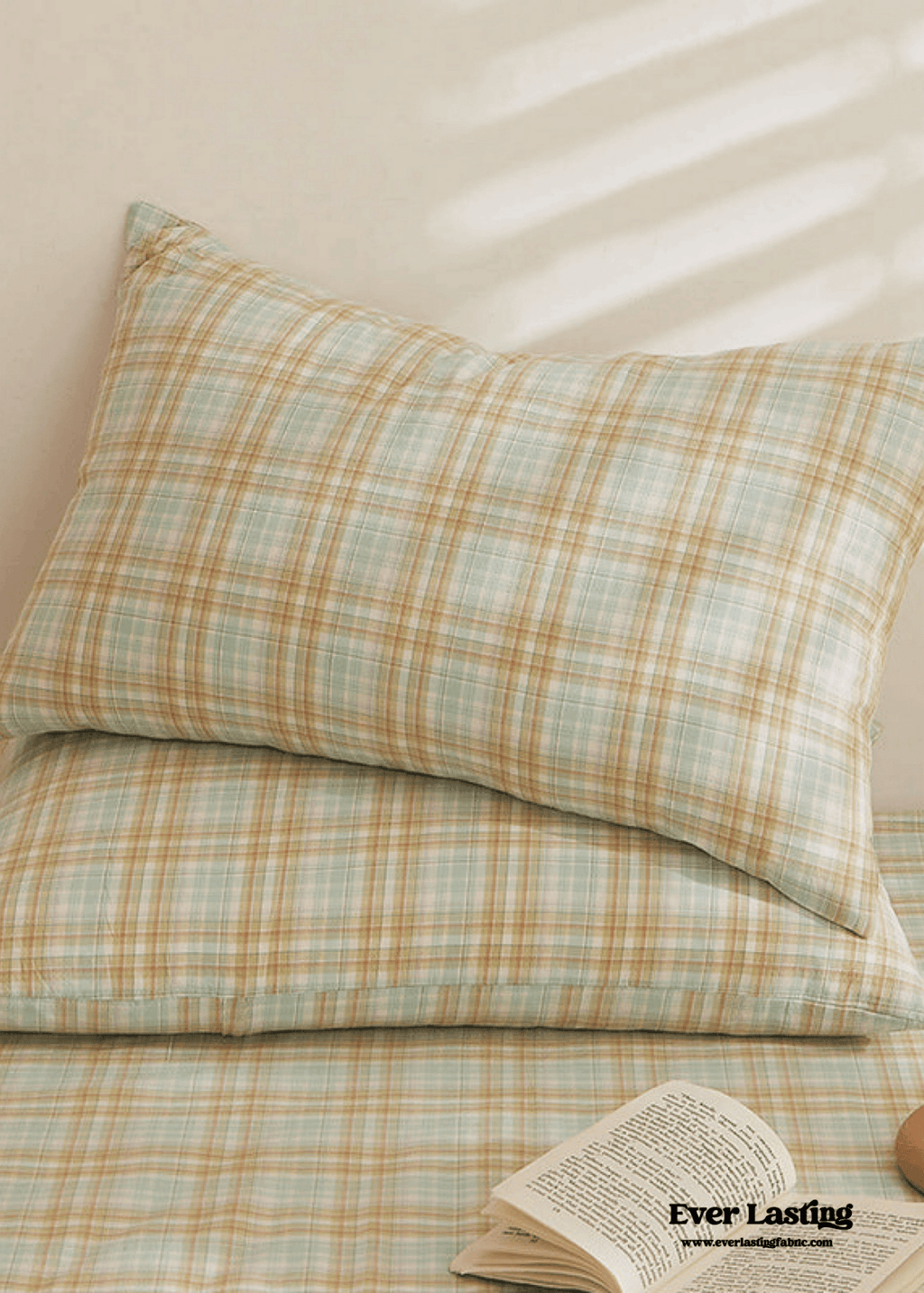 Fresh Plaid Washed Cotton Pillowcases
