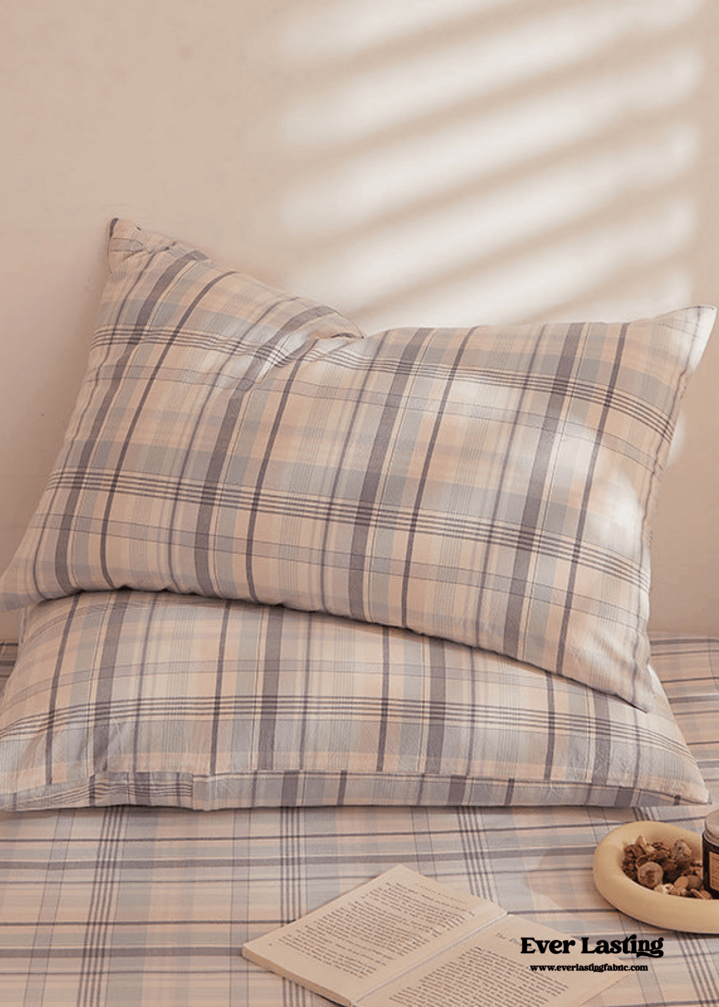 Fresh Plaid Washed Cotton Pillowcases