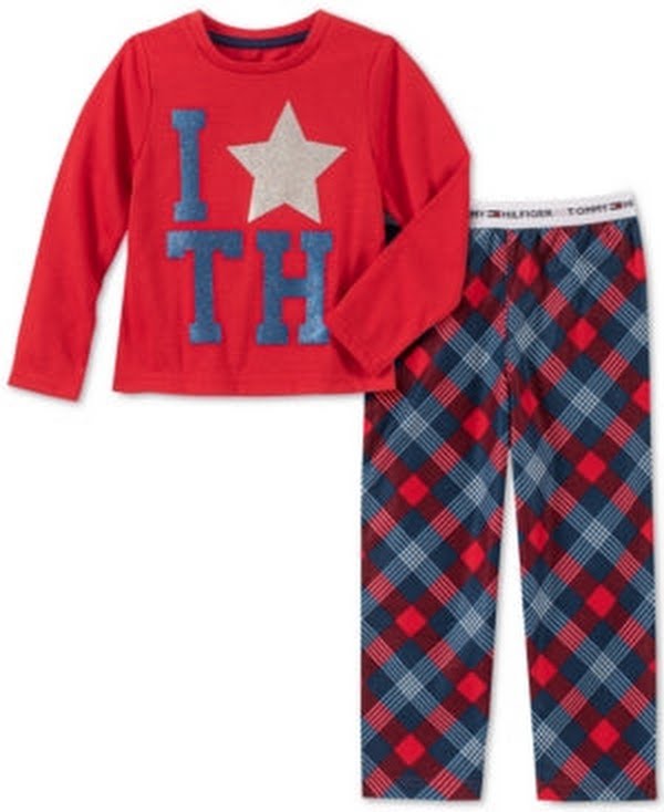 Tommy Hilfiger Girls 2-Pc. Plaid Pajama Set