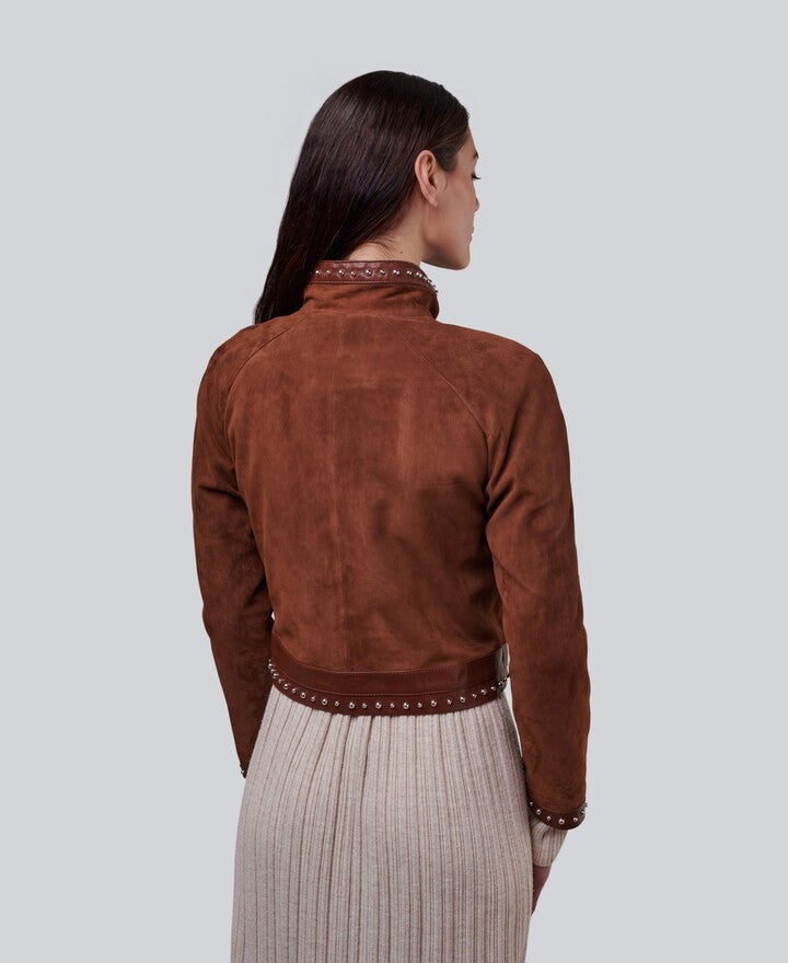 Furniq Uk Womens Suede Studded Jacket, Medium
