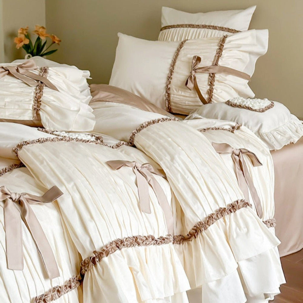 Genevieve Bow Tied TENCEL™ Bedding Set / Beige