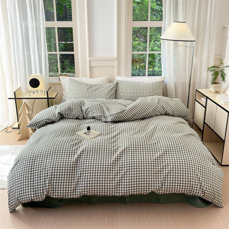 Gingham Bedding Set / Brown