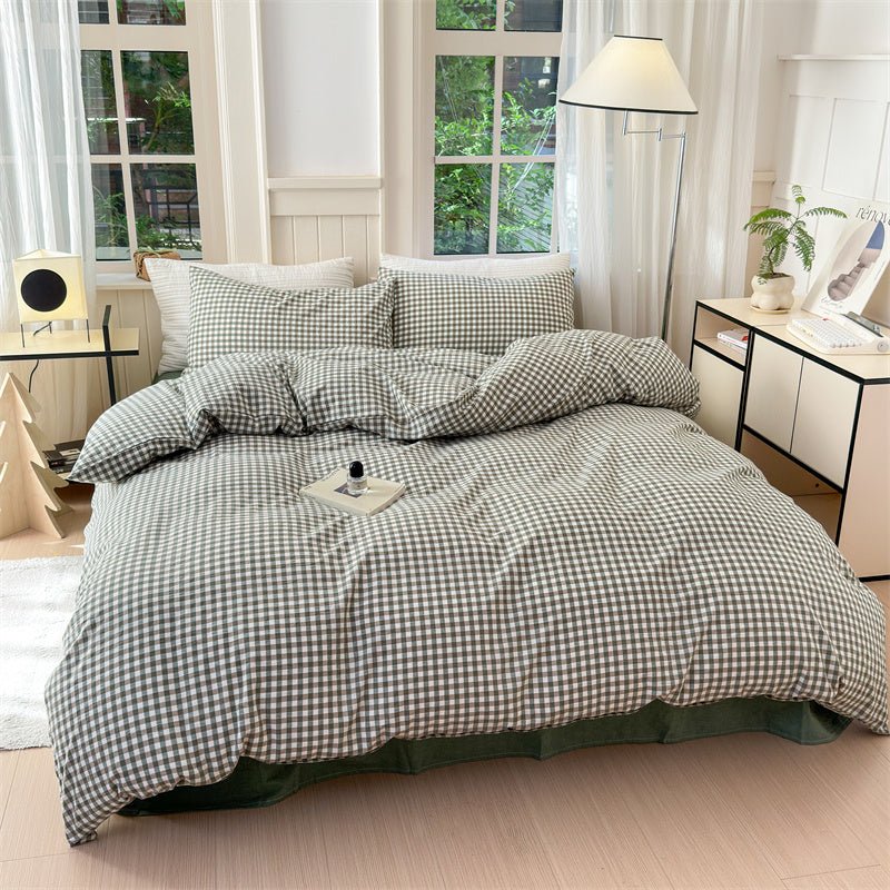Gingham Bedding Set / Brown