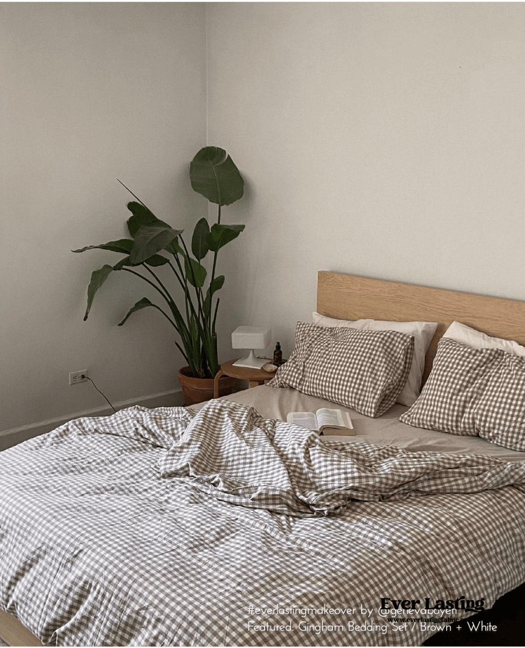 Gingham Bedding Set / Brown
