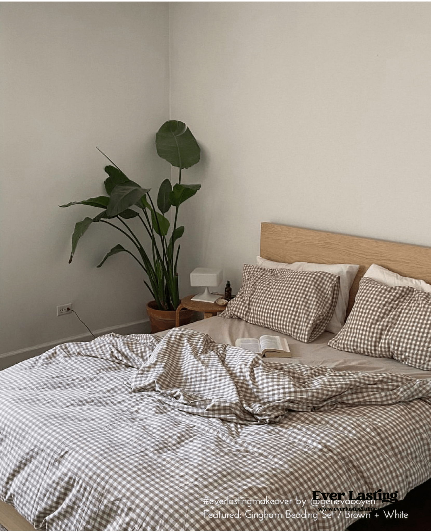Gingham Bedding Set / Brown