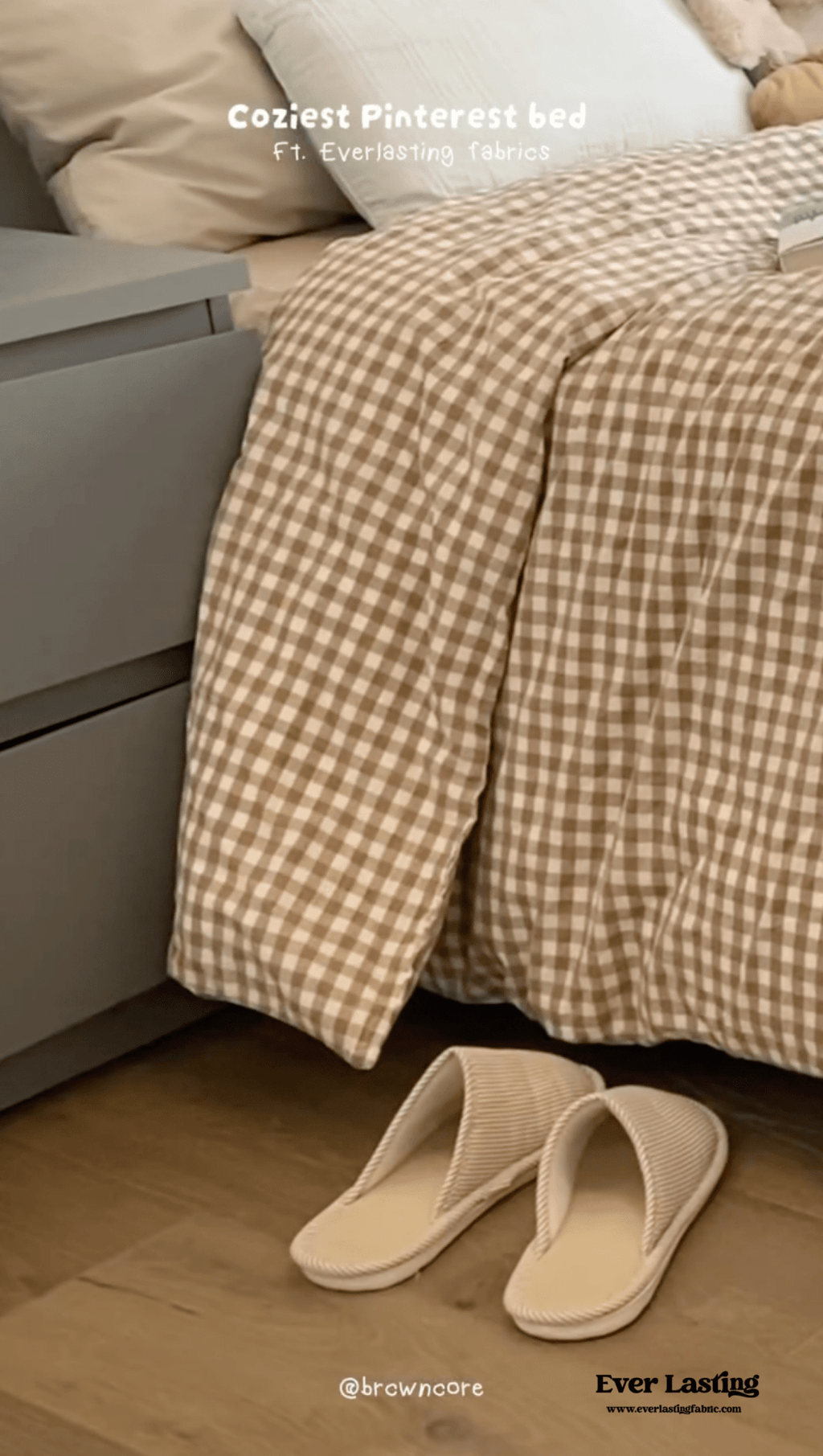 Gingham Bedding Set / Brown