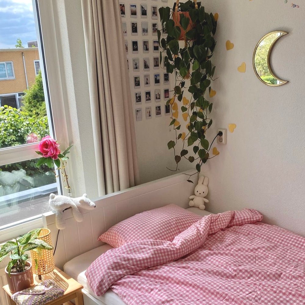 Gingham Bedding Set / Brown