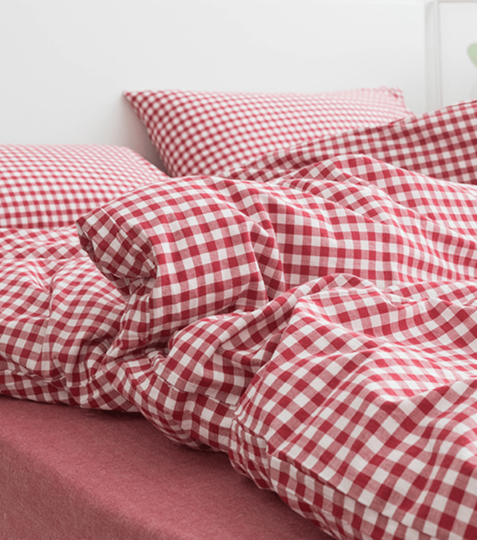 Gingham Bedding Set / Brown