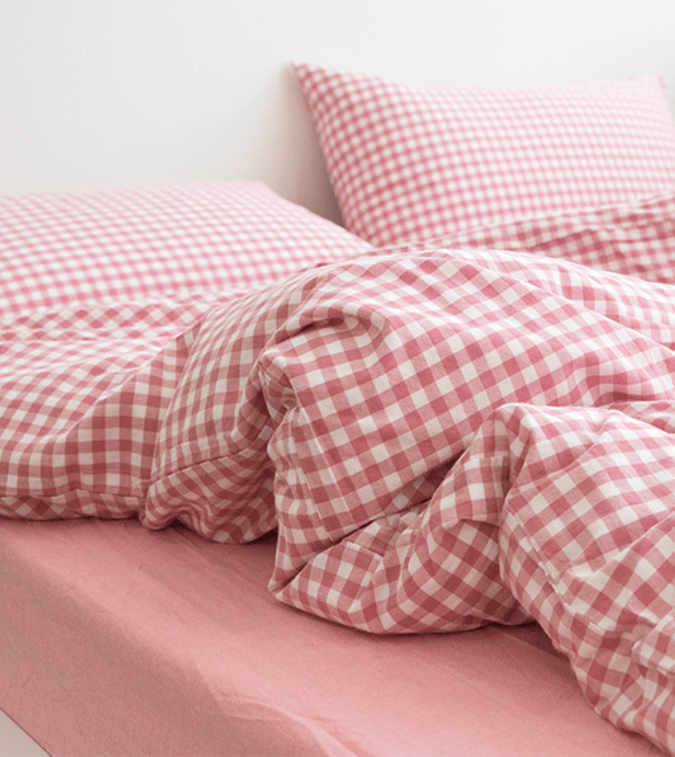 Gingham Bedding Set / Pink