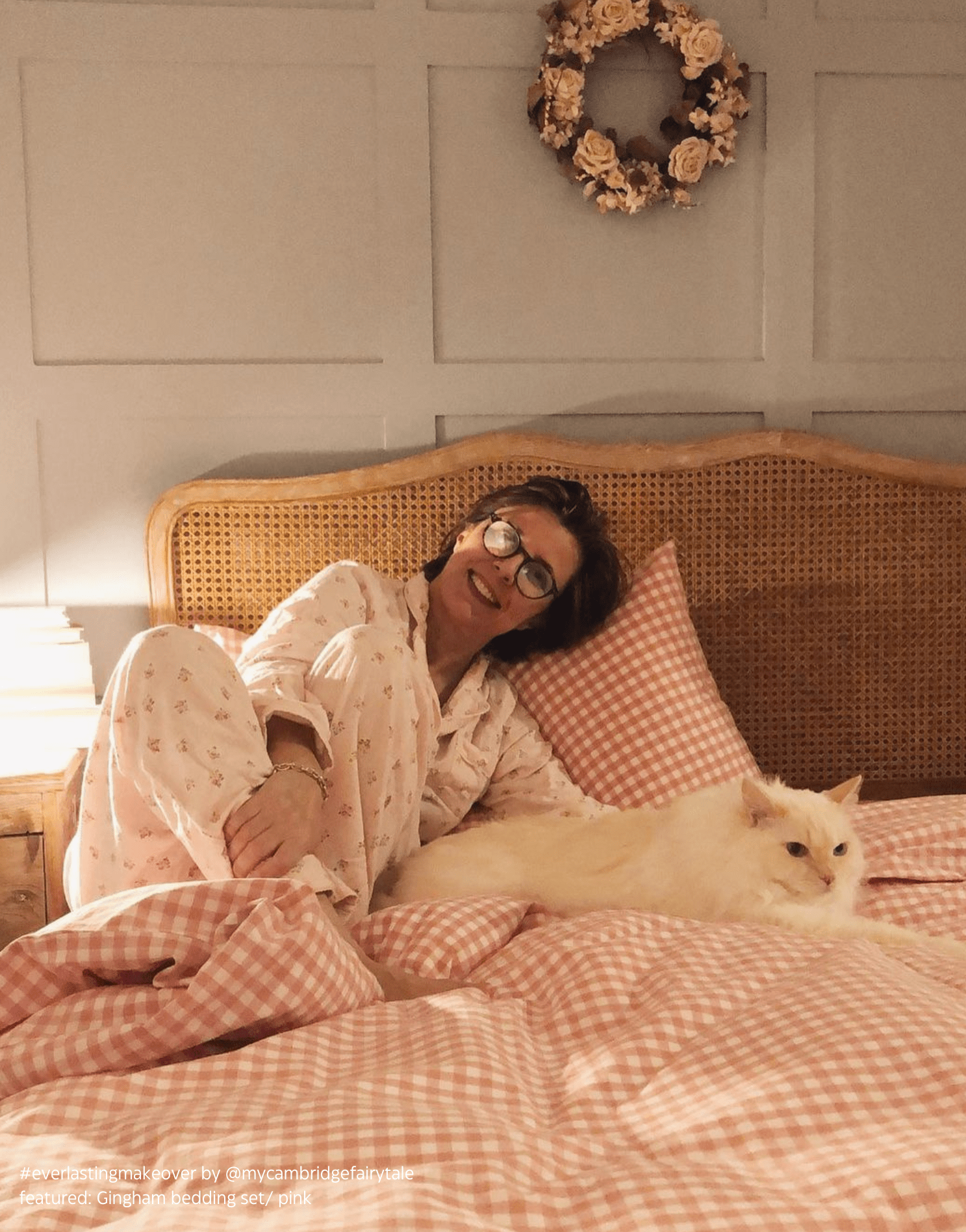 Gingham Bedding Set / Pink